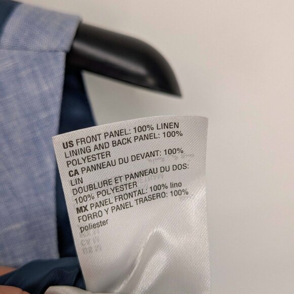 Bar III Men's Slim-Fit Linen Suit Separate Vest Blue/Grey Large NWT - Picture 4 of 4